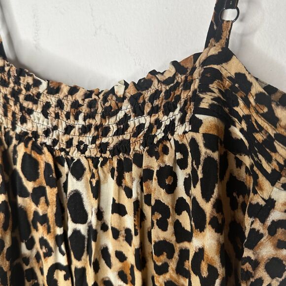 Express Cheetah Print Cami Top Front Bodice Ruched Elastic Waist Hem Small - Picture 7 of 10